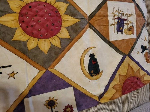 Vntg Sewing Fabric Moda Sandy Gervais Fall Pumpkin Sunflower 21x45" 100% Cotton - Picture 4 of 5