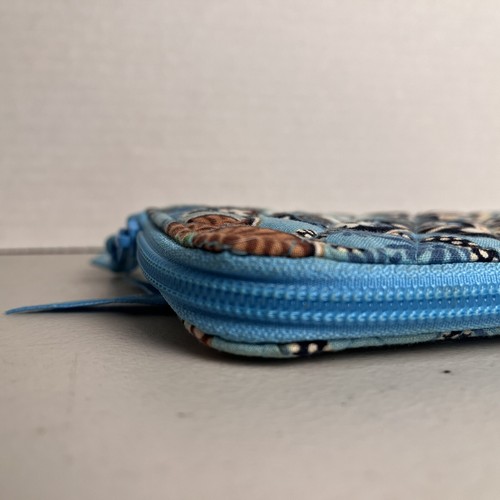 Vera Bradley Bali Blue Zip Around Wallet Organizer Floral 100% Cotton 8" x 5" - Picture 5 of 19