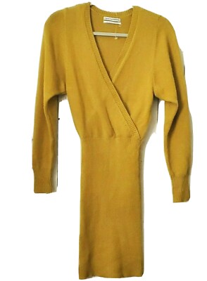 Urban Outfitters Sweater Dress Small Two Timer Mini Surplice V- Neck Mustard New