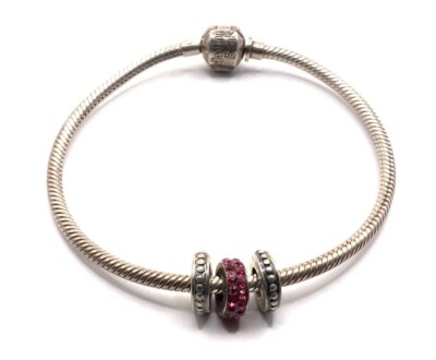 Vintage QG Sterling Snake Slider Spacer Beads  Reflection Beads'' 7.5  Bracelet