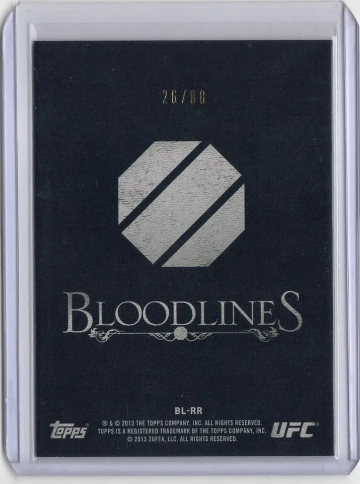 2013 Topps UFC Bloodlines Ronda Rousey Rookie Bio RC Bantamweight Black /88 - Image 2 of 2