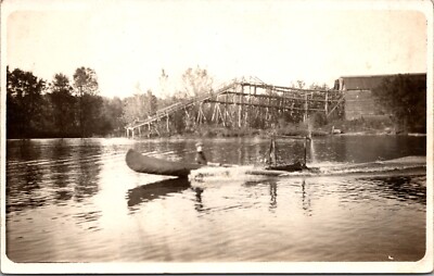 RPPC of a Very Odd Canoe Propelled by an Airplane Propellor Cedar Rapids Iowa