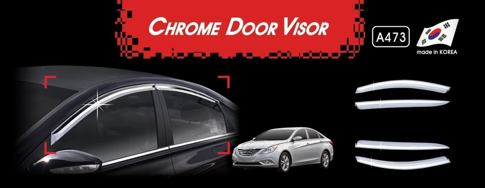Chrome Door Visor Rain Vent Window Guard Silver A473 for Hyundai SONATA 2010~13 - Image 2 of 4