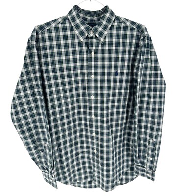 Ralph Lauren Shirt Mens M Blue Plaid Classic Fit Long Sleeve Button Down Preppy