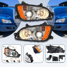 For 2008-2017 Kenworth T660 Chrome Projector Headlight Headlamps Pair Left+Right