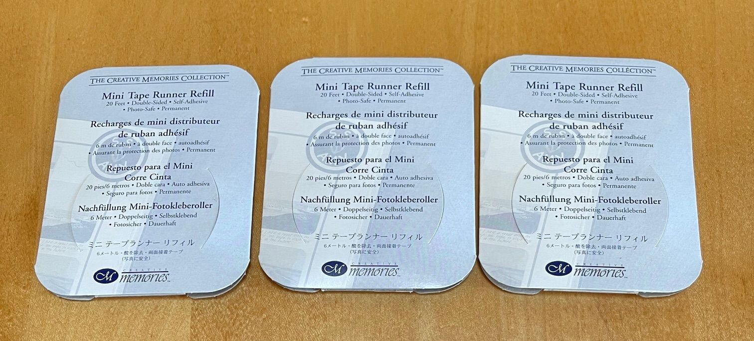 Creative Memories Mini Tape Runner Refill 20 Feet Double Sided  Lot Of 3- NEW!