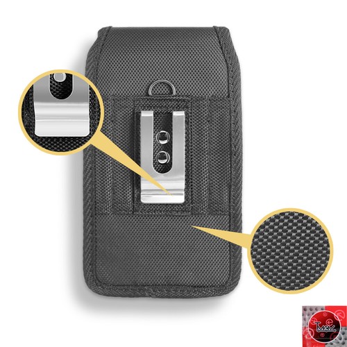 Canvas Vertical Rugged Pouch Case Belt Holster For iPhone SE 2022 Fits Otterbox - Picture 3 of 6