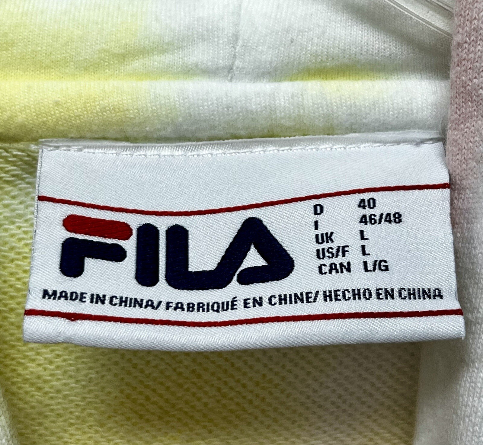 Felpa con cappuccio FILA Pastel Tie Dye taglia large taschino canguro DR08