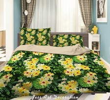 3D Floral Tropical Leaves Yellow Quilt Cover Set Duvet Cover Bedding Pillowcases