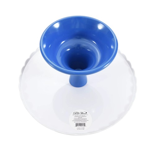 Pioneer Woman Cake Stand Floral Scalloped Melamine White Blue 11"dia x5.25"H New - Picture 4 of 10