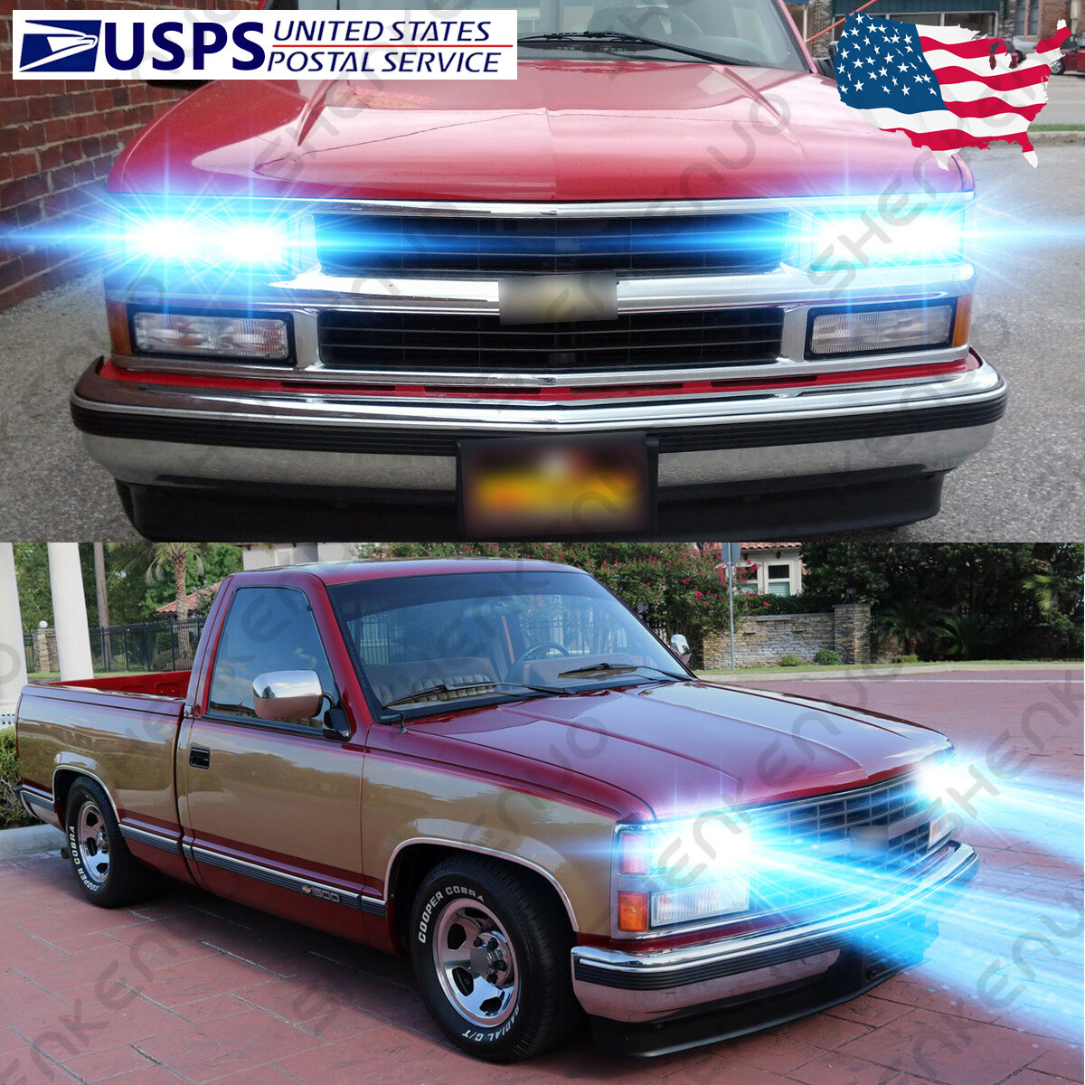 For Chevy C1500 C2500 C3500 1990-1998 4X 8000K LED Headlight