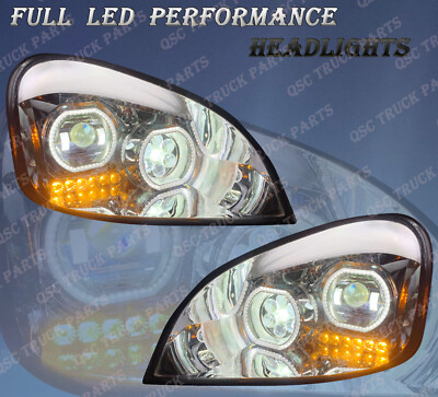 QSC Full LED Performance Headlight Assemblies Pair Freightliner Cascadia 08-17