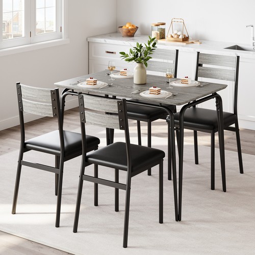 5 Piece Dining Set MDF Top Table and 4 PU Leather Chair for Kitchen Dining Room - Picture 11 of 13