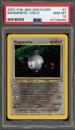 Pokemon Magnemite Neo Discovery Unlimited Holo Rare #7 PSA 10 Gem Mint