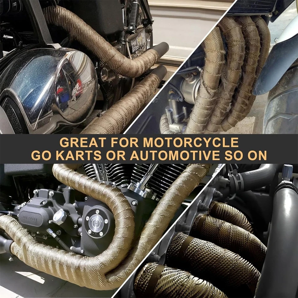 Cabezal colector de cinta protectora térmica de escape de titanio de 2"" 50 pies para motocicleta Foto 2 de 4