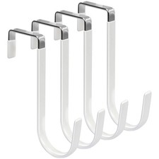 FYY Over the Door Hooks, Single-Hanger 4 Pack, Fits Doors 1 3/8" White A White
