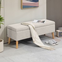 Homcom Sitzbank Polsterbank Mit Stauraum Scandinavia Polyester Holz Beige