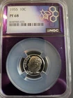 1955 Proof Roosevelt Dime NGC PF 68 in Trader Bea Purple Core case