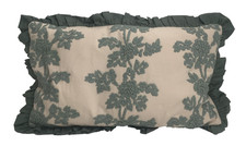 M&S Home Bolster Cushion Green Mix Trailing Embroidery Floral Ruffle New