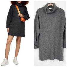 Topshop Womens Funnel Neck Sweater Dress Medium (US 6-8) Gray NWT