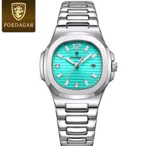 POEDAGAR Womens Stainless Steel Watch Quartz Waterproof Luminous Wristwatch