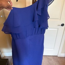 Excellent condition Veromoda one shoulder ruffle blue dress- size small/ medium