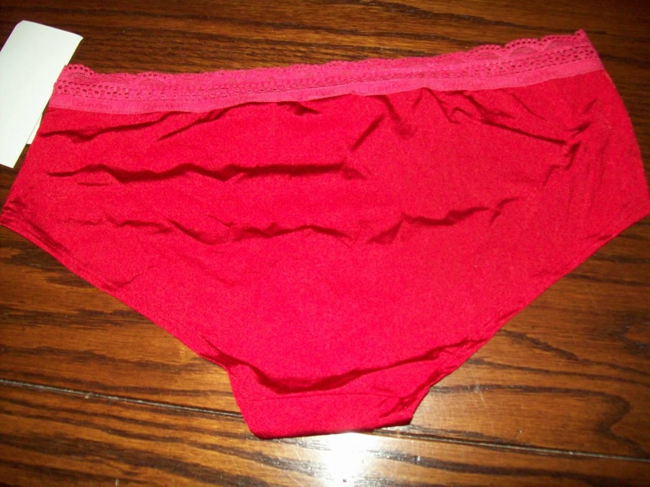 NWT RARE CALVIN KLEIN LACE & SHEEN HIPSTER PANTIES NYLON SPNDX RED D3379 3FR L image 2