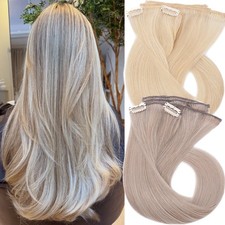 Clip In Russian Human Remy Hair Extensions Invisible 8 Pieces 18 Clips Full Head