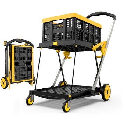 Collapsible Shopping Cart with Wheels, 200 lbs Capacity Grocery Cart on Wheel...