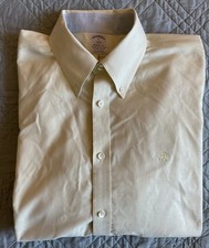 Brooks Brothers Stretch Cotton Pinpoint Oxford Button Down Shirt in Yellow XL