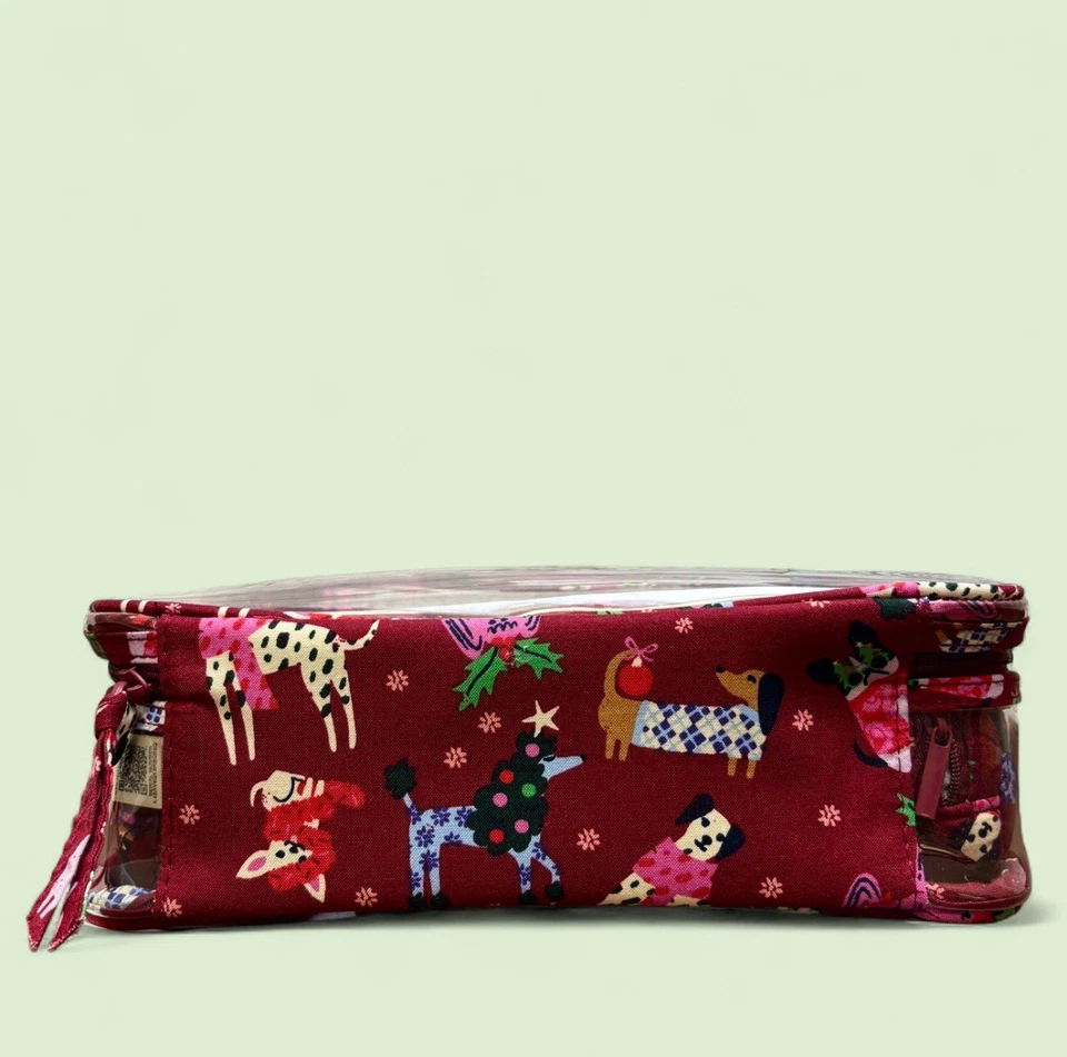 Vera Bradley Perro Rojo Navidad Vacaciones Perros Transparente Estuche Cosmético Set 4 Piezas Foto 4 de 4