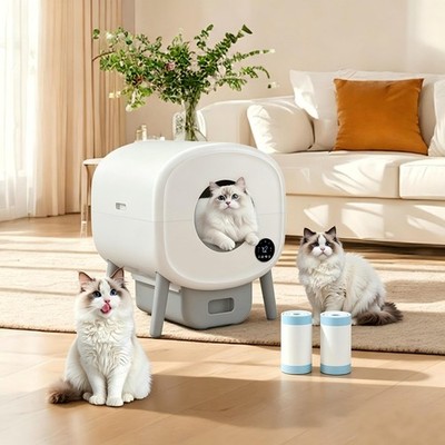 Used Self Cleaning Litter Box, Large Capacity Automatic Cat Litter Box