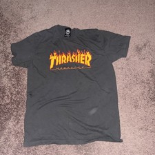 Vintage Thrasher Magazine Flame Logo Black Gr...