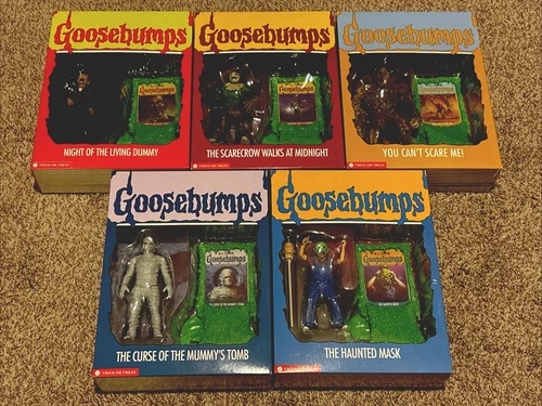 GOOSEBUMPS COMPLETE SET 5 FIGURES NEW SEALED RARE BOOK STYLE BOX RL STINE Slappy