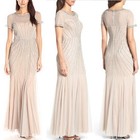 034. NWT Adrianna Papell Nude Beaded Gown - Godets pleats - Size 16 - MSRP $329 — photo 1