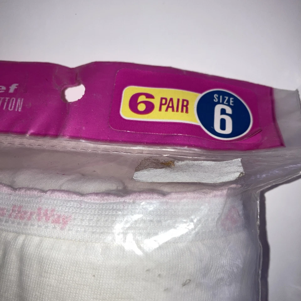 VINTAGE  6-Pk Hanes Her Way 100% COTTON  Girls Sz6 BRIEFS NOS 2002 - Image 2 of 4