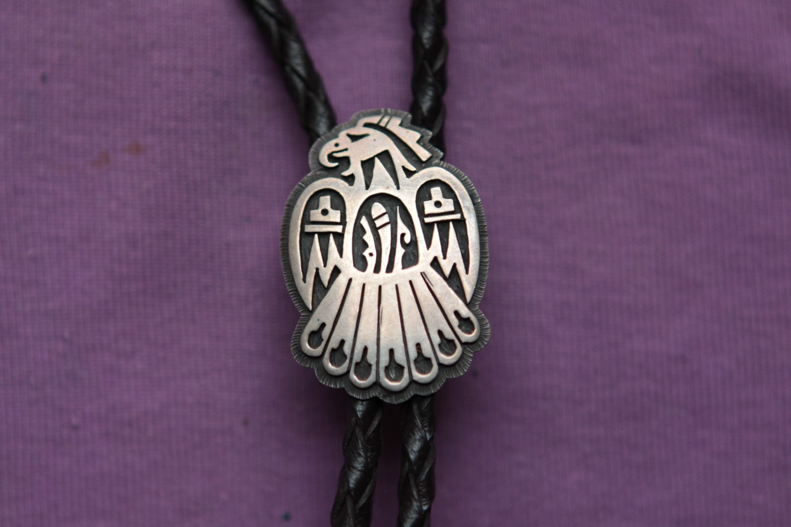 Vintage Hopi Bryan Kagenvema Eagle Sterling Silver Native American Bolo Tie