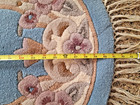 Vtg Oriental Theme Wool Rug Thick w/Fringe  41'X24" Blue /Cream/ Pinks ~ Floral — photo 6