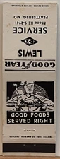 Lewis DX Service Station Plattsburg MO Missouri Vintage Matchbook Cover