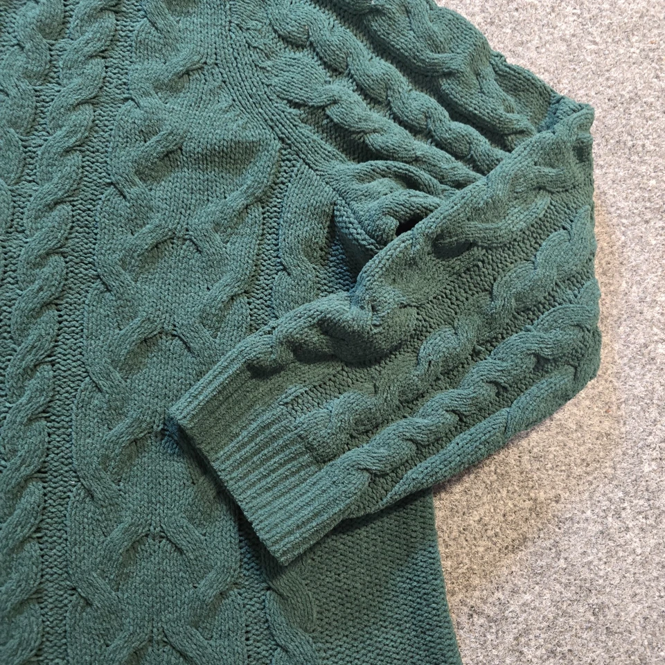 Suéter Jill Mujer Talla 2X Verde Chenilla Tejido con Cable Manga Larga Informal Top Foto 4 de 4