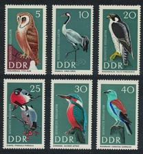 Owl Crane Falcon Kingfisher Roller Protected Birds 6v GDR 1967 MNH SG#E991-E996