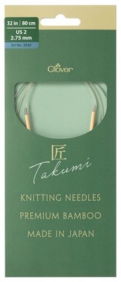 Clover Stricknadeln: Rund: Fest: Drehbar: Pro Takumi Bambus: 80Cm X 2,75Mm