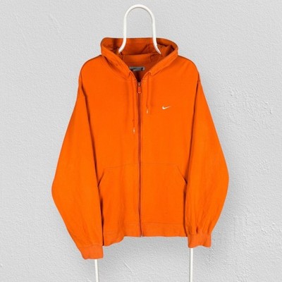 Vintage Nike Orange Hoodie Full Zip Up Basketball Swoosh 90s Silver Tag Herren XL