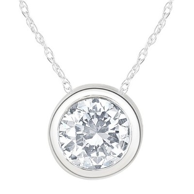 1 1/2 kt Solitär Rundschliff Laborgezüchtet Diamant Einfassung Halskette Anhänger
