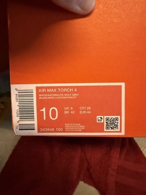 Men s Air Max Torch 4 Style # 343846-100 Men s 10 White/Anthracite