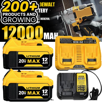 #ad 2PACK For DeWalt 20V 20 Volt Max XR 12.0AH Lithium Battery DCB206 2 Dual Charger $28.00