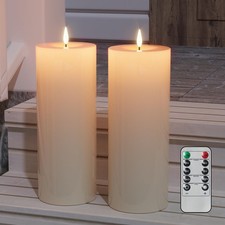 10" x 4" Large Outdoor Candles with Timer Waterproof Flickering Flameless Can...