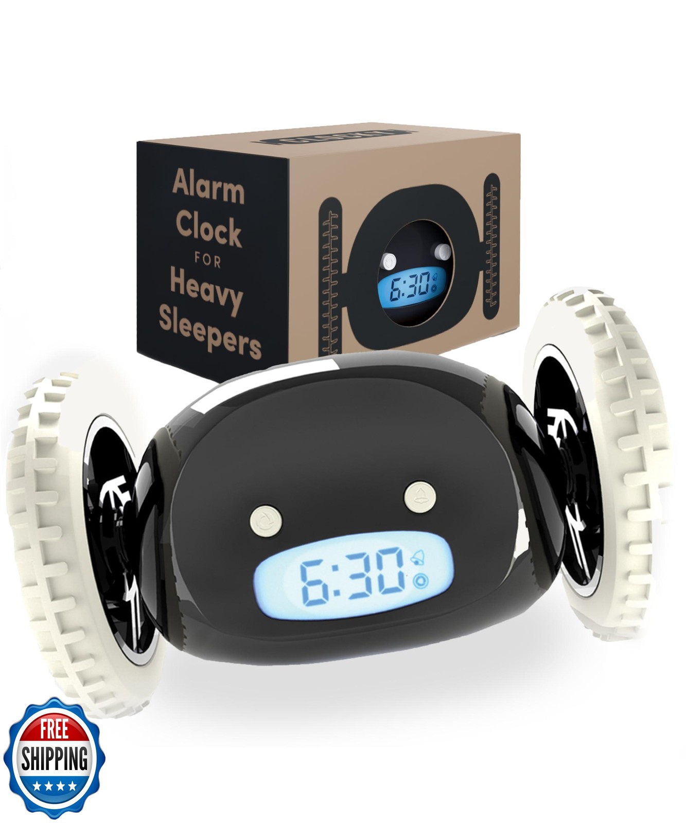 CLOCKY Extra Loud Alarm Clock for Heavy Sleepers on Wheels Rolls Runs Away Vi