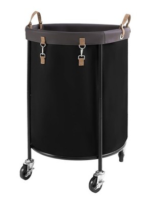 StorageWorks großer Wäschekorb auf Rollen, 170L Rundwäsche 170L, schwarz 