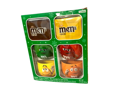 M&M's Holiday Ice Cream Bowl Christmas Gift Set 4 Pack 2.15oz (NEW IN BOX)